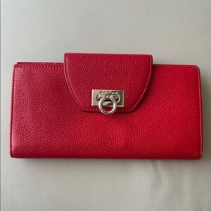 Salvatore Ferragamo Red Leather Mediterraneo Vitello Wallet